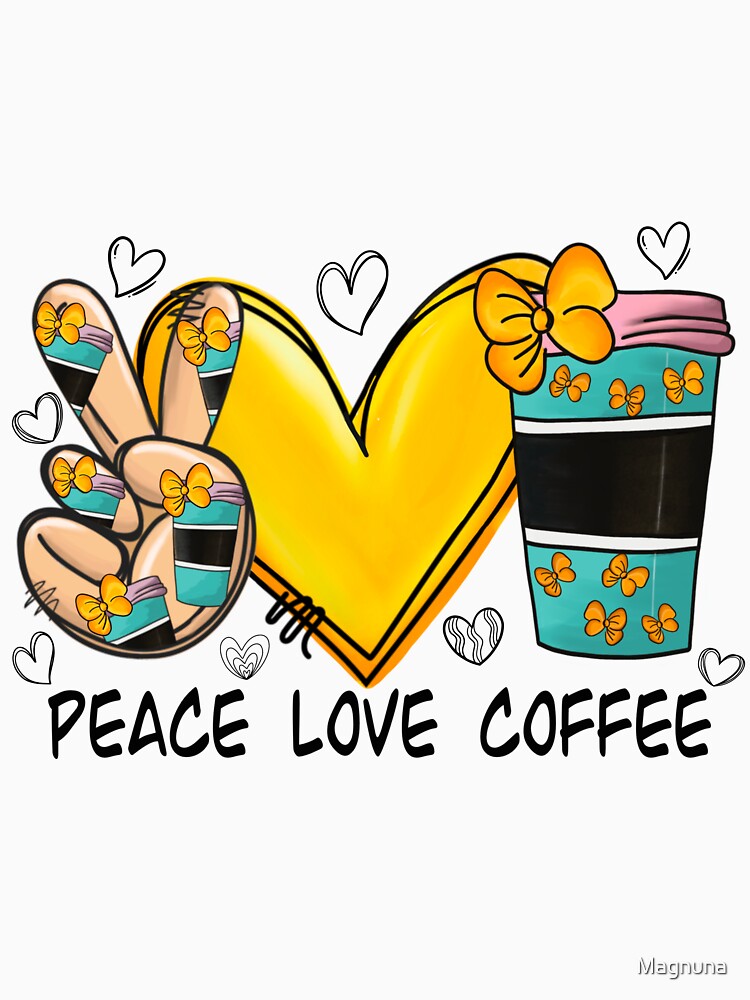 Colorful "Peace Love Coffee" Ornament for Coffee Lovers by Magnuna