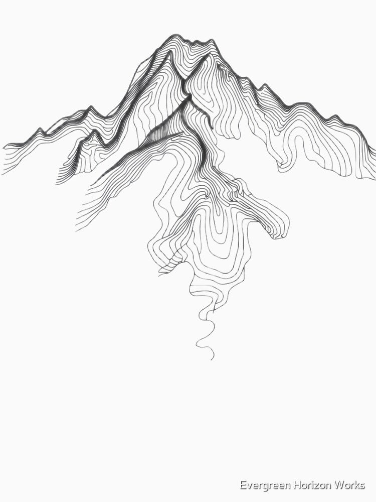 Minimalist Topographic Mountain Line Art by Evergreen Horizon Works