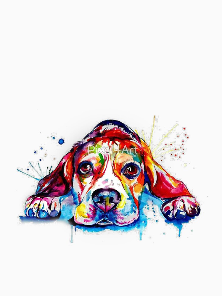 Dog Drawing Watercolor by Pixel4Art