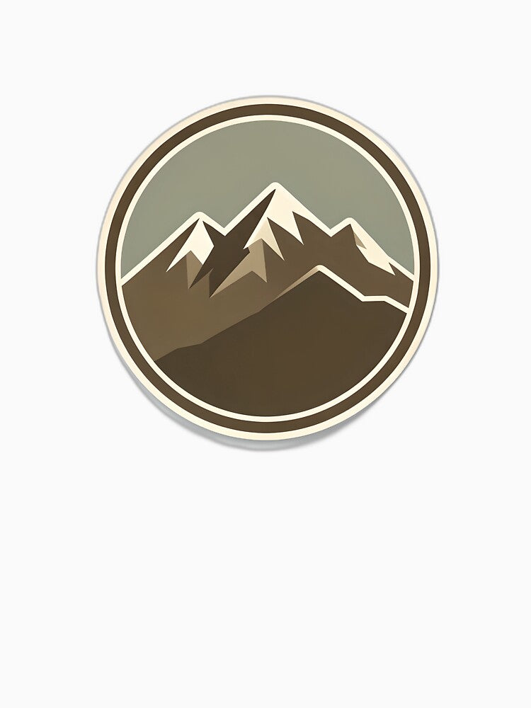 Minimalist Mountain Badge Sticker | Vintage Outdoor Adventure Design by Hari Arts