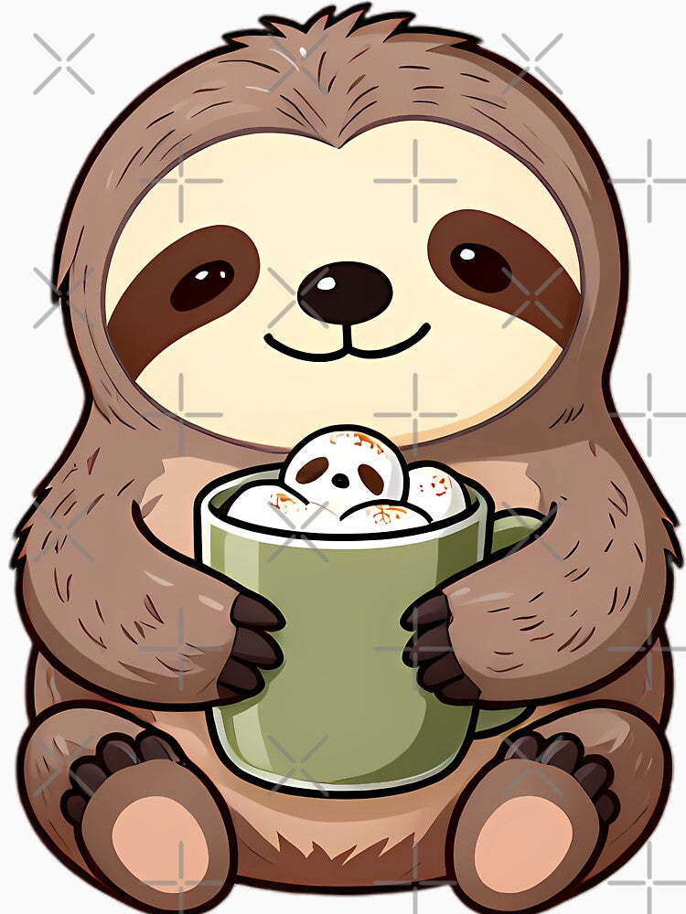 Cute Baby Sloth Hugging Cinnamon Swirl Hot Cocoa Mug by pumsquare