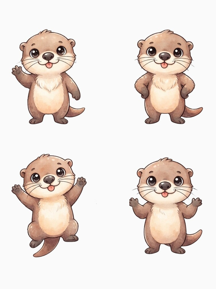 Otter Chaos Cute Kawaii Cartoon Otter Four Poses by Shopex10