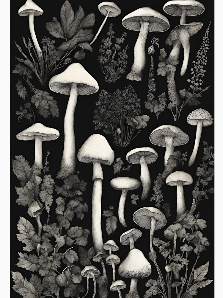 Black mushrooms - goblincore dark academia cottagecore forestcore nature lovers forager fantasy books by Fantasy Cache