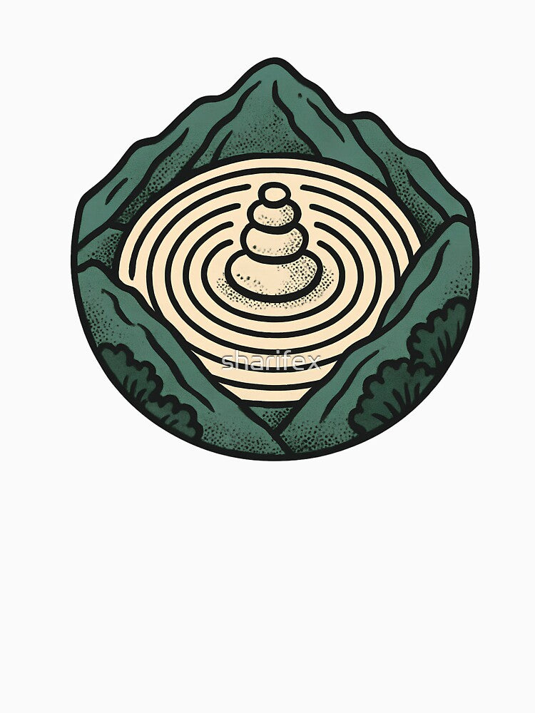 Summit Stone Meditation - Raked Mountain Zen by sharifex