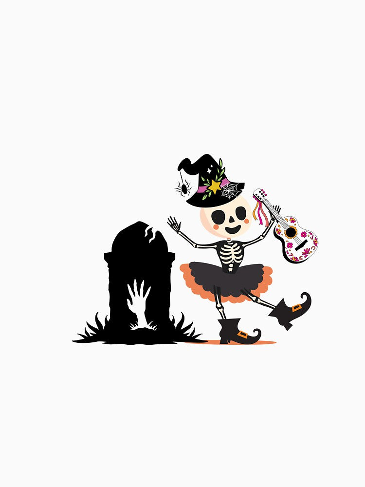 Dancing Skeleton with Guitar – Spooky Cute Halloween Vibes by ankeyhooba
