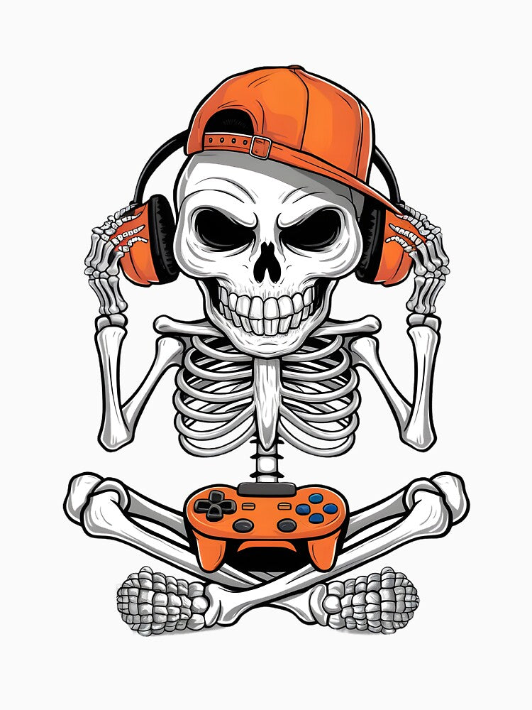 Halloween Skeleton Gamer Video Gaming Boys Men Kids Teens by clothesy7