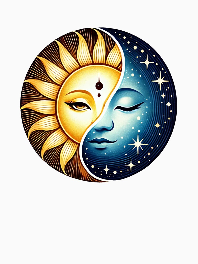 Celestial yin yang sun and moon face – Mystical Celestial Balance by Print On Demand HQ