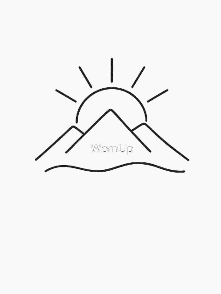 Rising Sun Over Mountains – Minimalist Mountain Line Art by WornUp