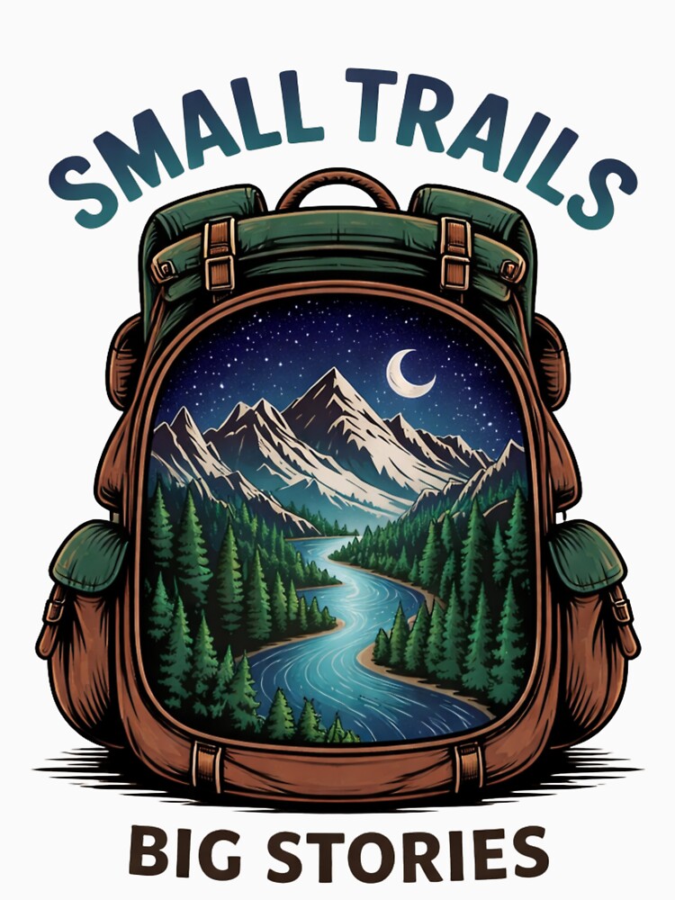 Small Trails Big Stories Hiking T-Shirt | Backpack Adventure Nature Shirt | Outdoor Camping Mountain Graphic Tee by RALYSHOP