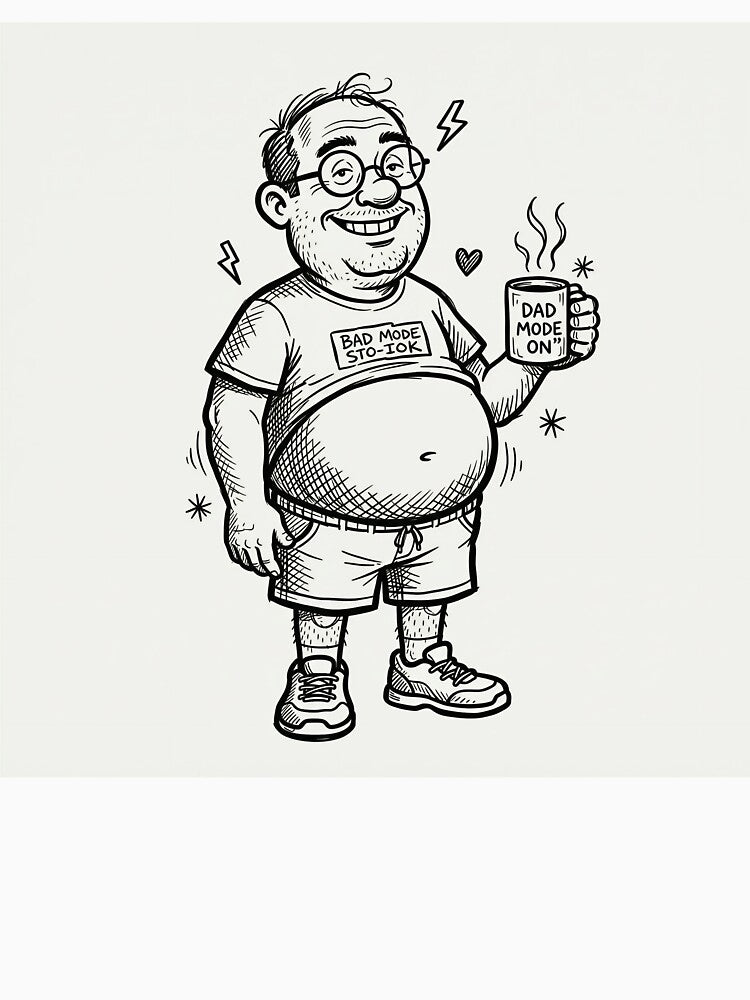 Dad Jokes Dad Bod Funny Cartoon T-Shirt by DIUMERI