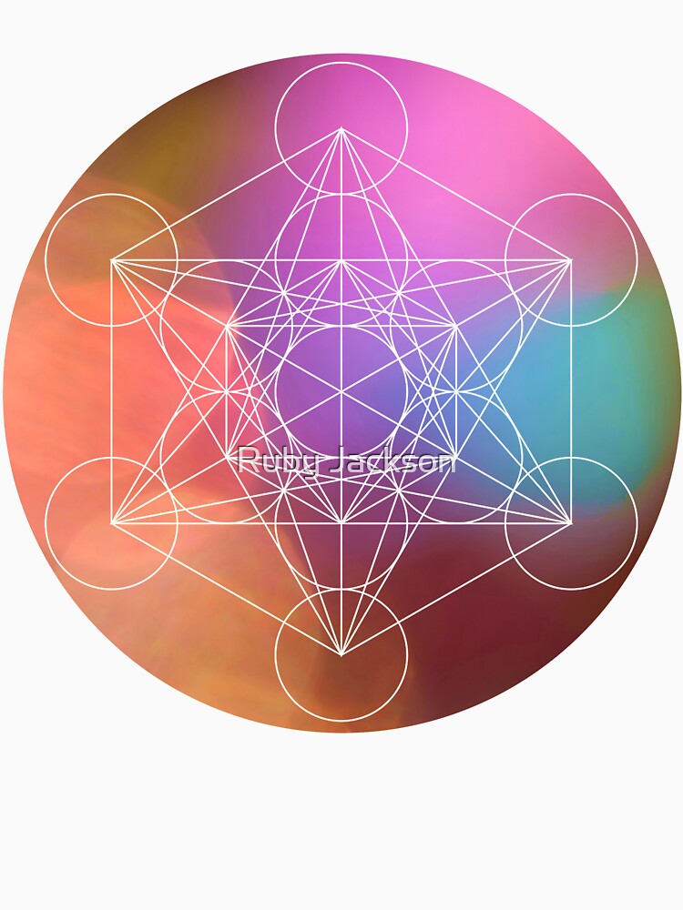 Colorful Metatron's Cube Sacred Geometry by Ruby Jackson