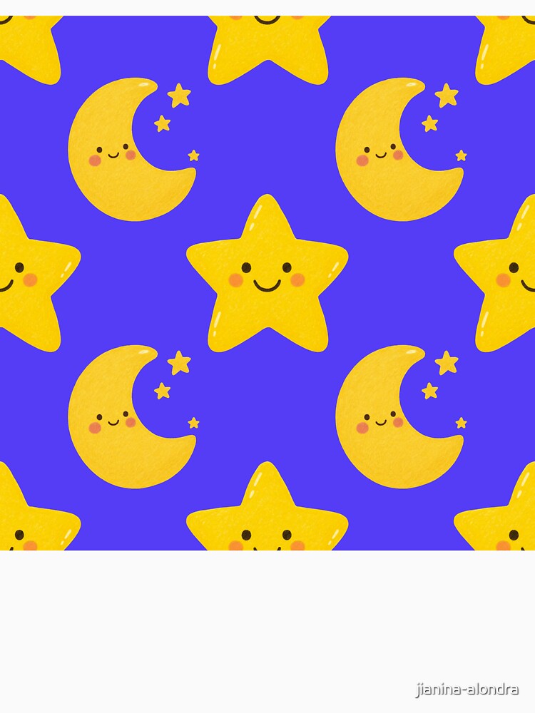 Kawaii Moon and Stars Celestial Pattern by jianina-alondra