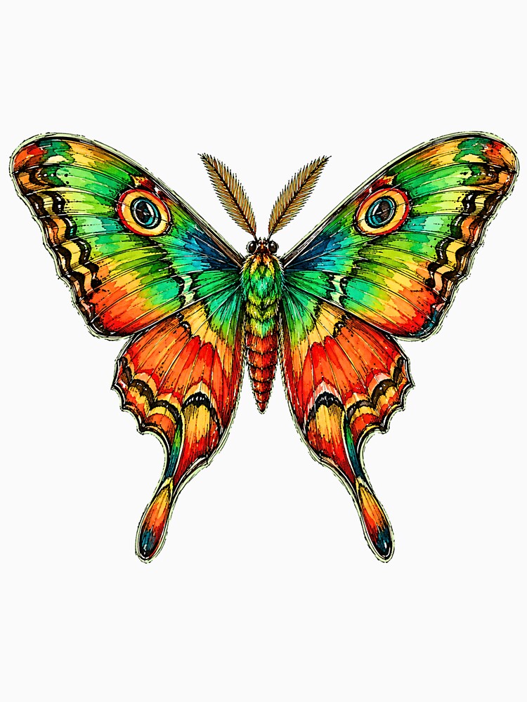 Madagascan Sunset Moth Watercolor Art – Colorful Nature Illustration by ColorSplash123