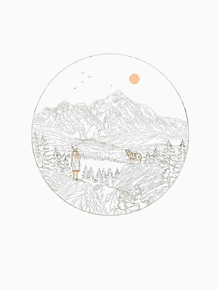 High Wilderness – Minimalist Mountain Panorama Nature Badge by KindByNature