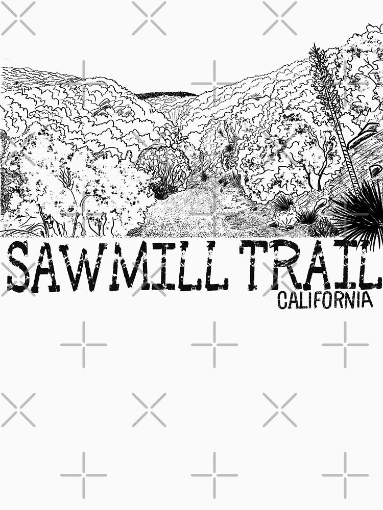 Sawmill Trail California - Black Line Art Hiking Illustration by TheArtOfTreble