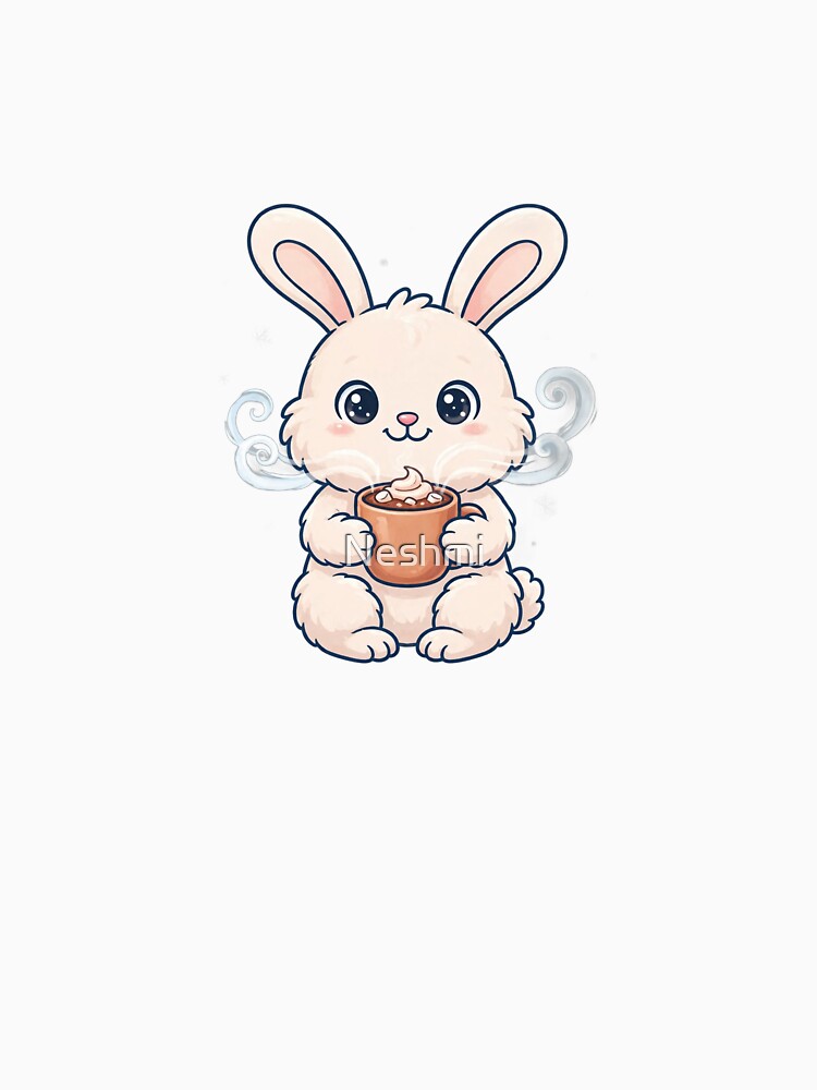 Cute Bunny Holding Hot Cocoa Christmas by Neshmi