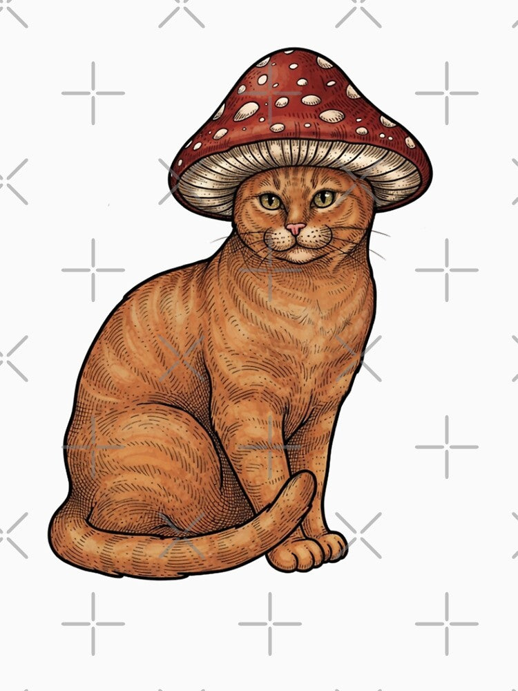 Vintage Cat with Red Mushroom by SOUFIANE1991