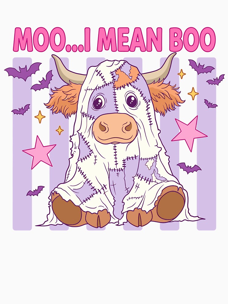 Moo I Mean Boo Ghost Highland Cow Halloween by KroghDs
