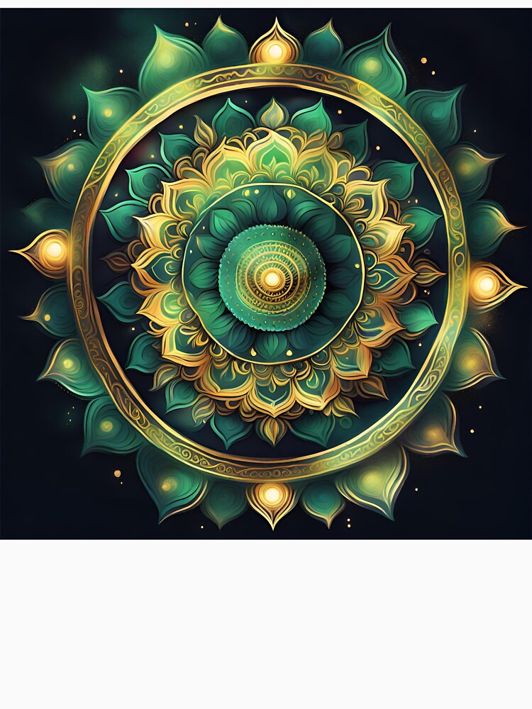 Celestial Carnival Green and Gold Mandala Magic by SpiritualManda