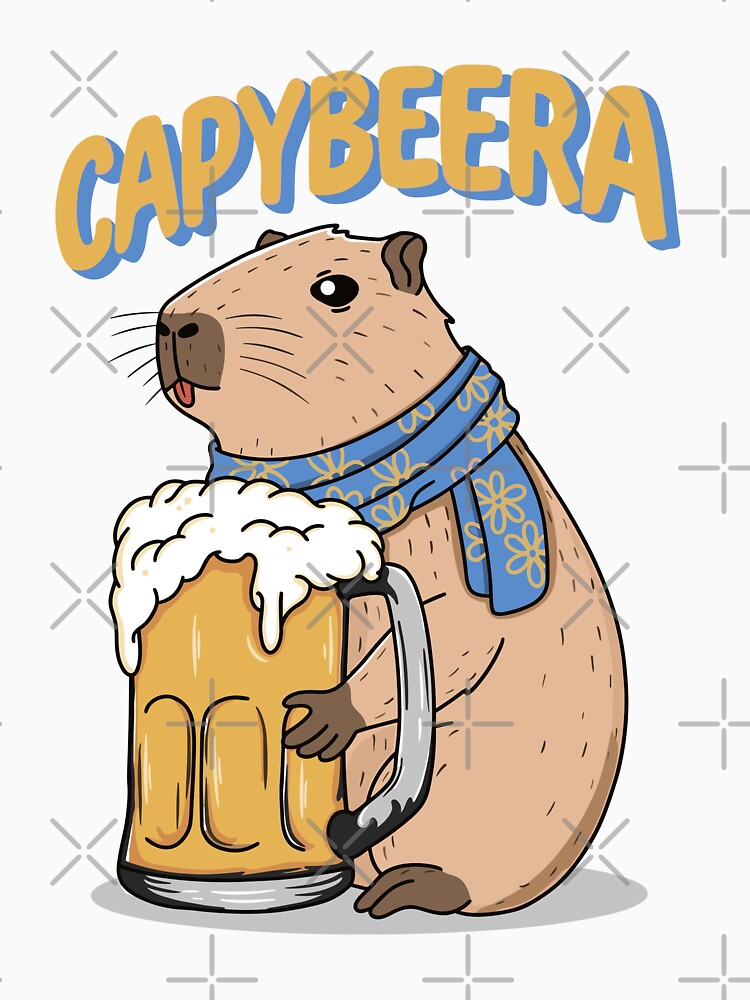 Capybeera Funny Capybara Drinking Beer Pun by Krasnovaovaova