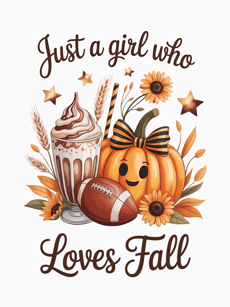 Just A Girl Who Loves Fall Pumpkin Football Cozy Autumn by TrinaEspinoza