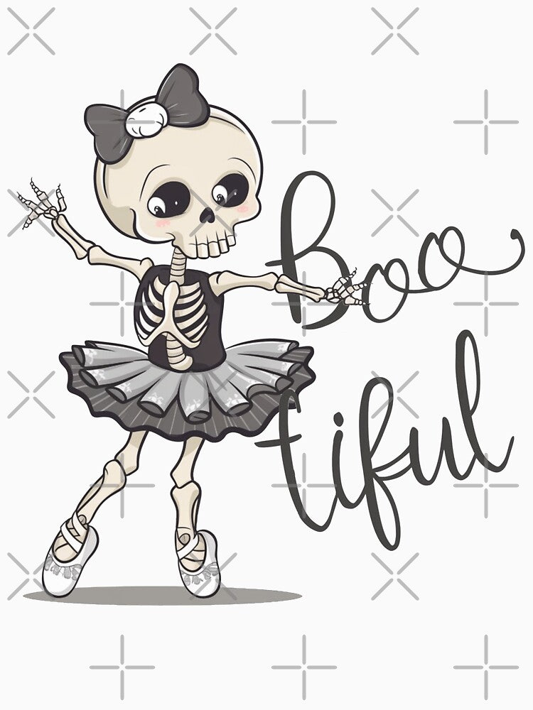 Boo-tiful Ballerina Skeleton: Playful Halloween Design by KennerTH