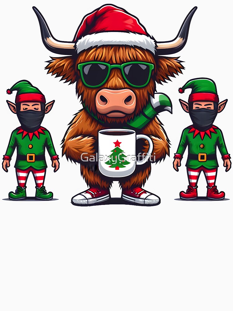 Christmas Highland Cow - Perfect christmas gift by GalaxyGraffiti
