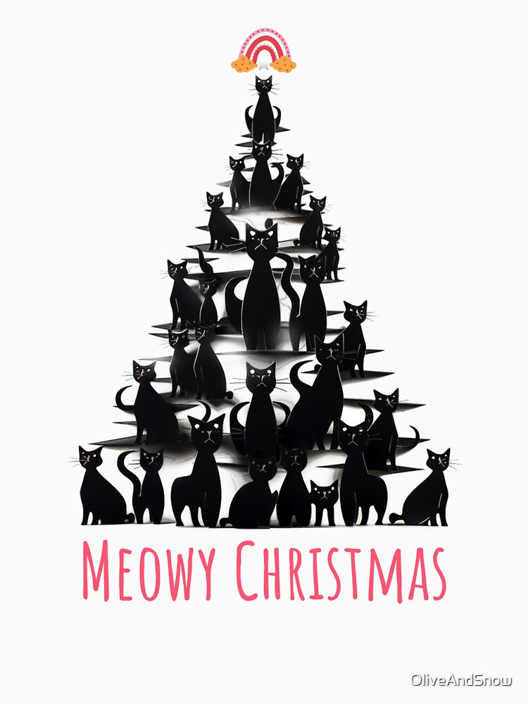 Black Cat Christmas Tree Christmas Cat Meowy Christmas Xmas Cat by OliveAndSnow