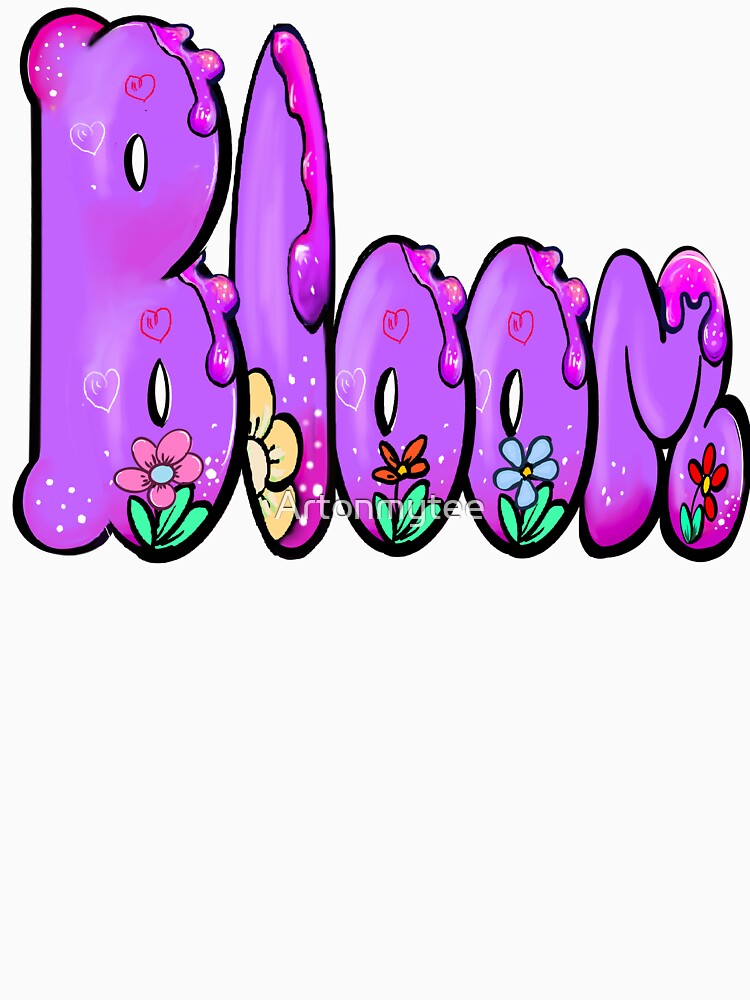 Bloom - floral flower garden spring botanical plant motif nature garden inspired colorful purple typography by Artonmytee