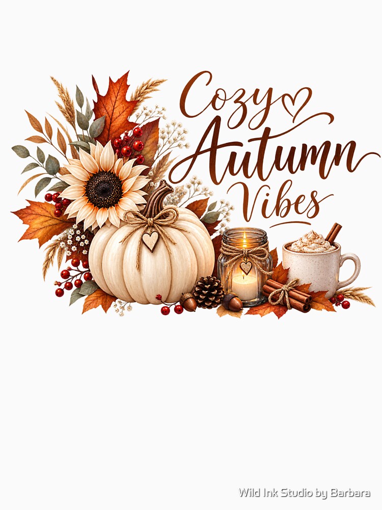 Cozy Autumn Vibes Pumpkin Coffee by Wild Ink Studio by Barbara
