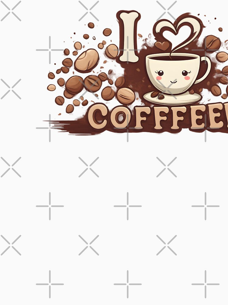 I Love Coffee Cute Cup and Beans Illustration by DZ-Merch