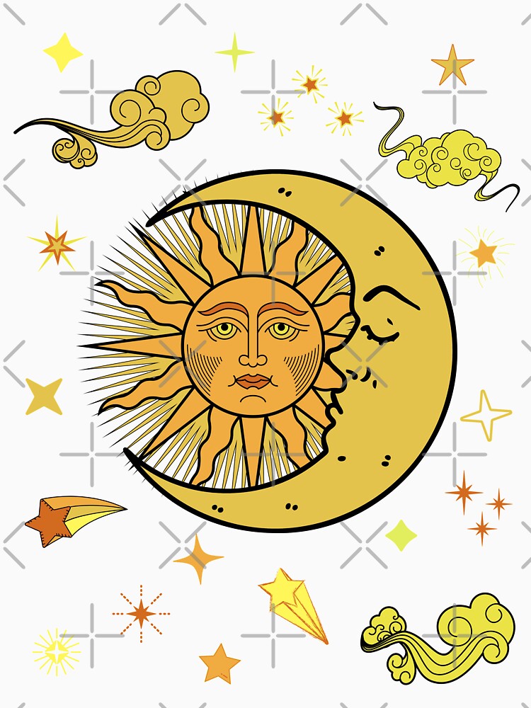 sun  and  moon celestial modern vibrant art by cutecrazytshirt