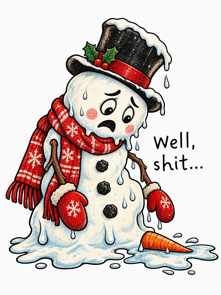 Well Shit Snowman Melting Funny Christmas Winter by khdmalakarak