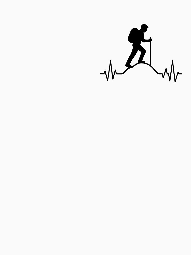 Hiking Heartbeat – Mountain Explorer Silhouette, gift for hikers by TrendDropsMerch