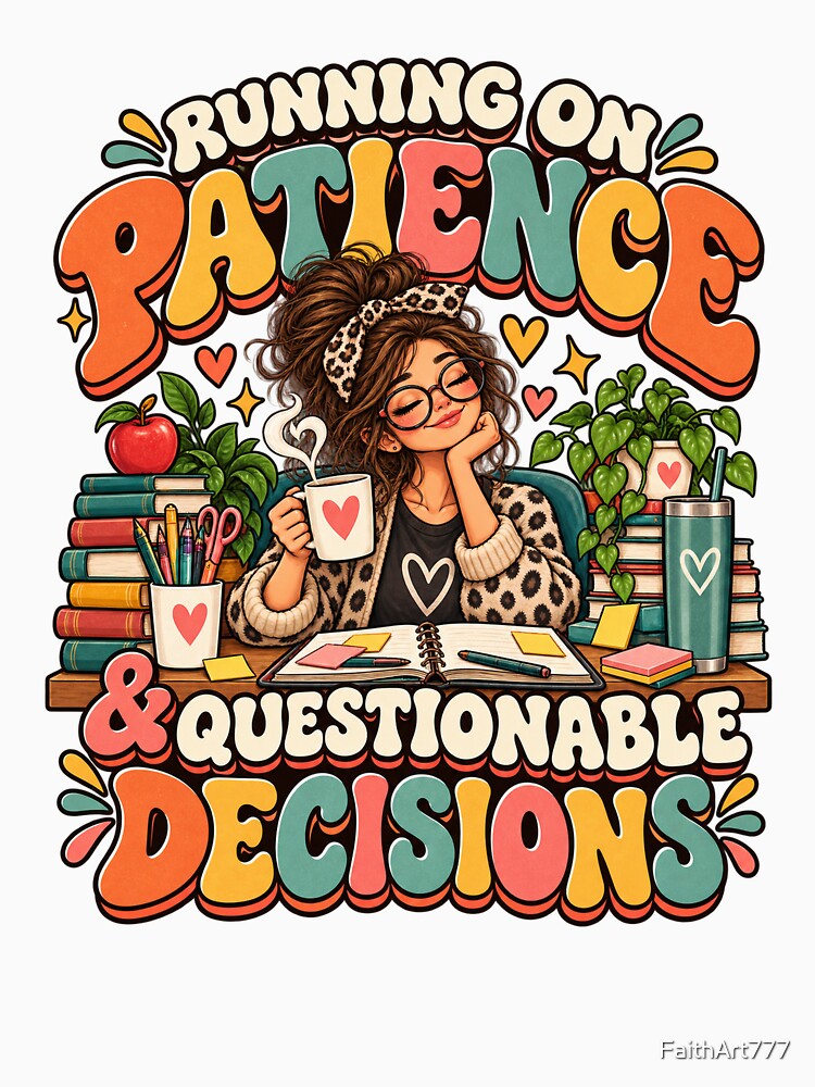 Running on Patience & Questionable Decisions – Funny Teacher Humor by FaithArt777