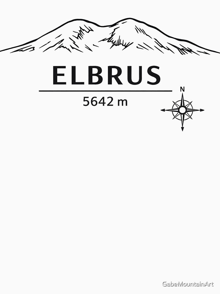 Seven Summits Europe – Elbrus 5642 m Minimalist Line Art Design by Gabe1983