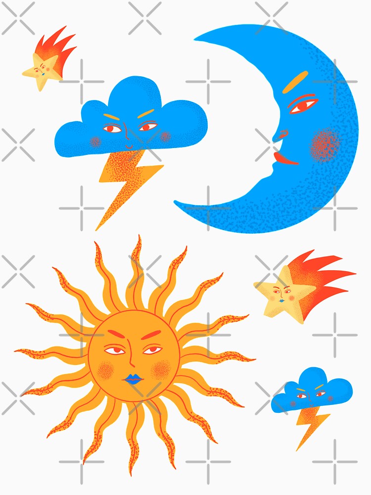 sun and moon celestial contemporary art by cutecrazytshirt