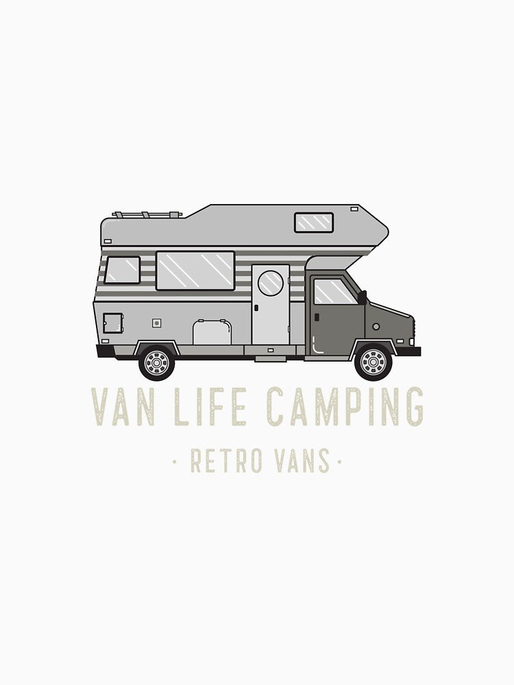 Van Life Camping Retro Vans Caravans Tents Campfire by Rene-Greff