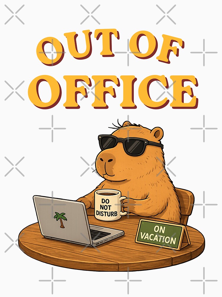 Out of Office | Cute Capybara Working from the Beach by kstheladesigns