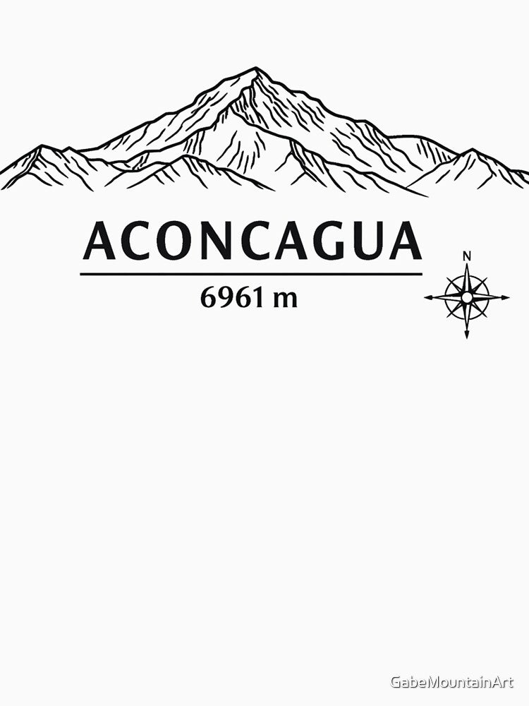 Seven Summits South America Aconcagua 6961 m Minimalist Line Art Design by Gabe1983