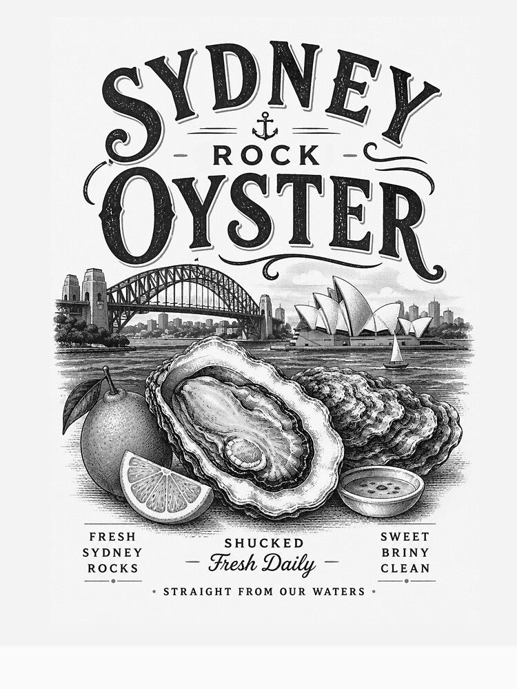 Sydney Rock Oyster – Vintage Seafood Market Design by SLGA-Designs