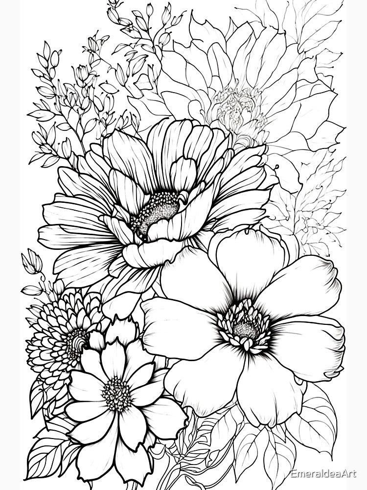 Wildflowers lineart by EmeraldeaArt