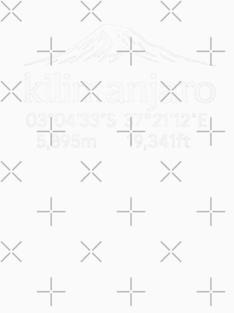 Kilimanjaro Mountain Minimalist Lat And Long Elevation by OleOleStore
