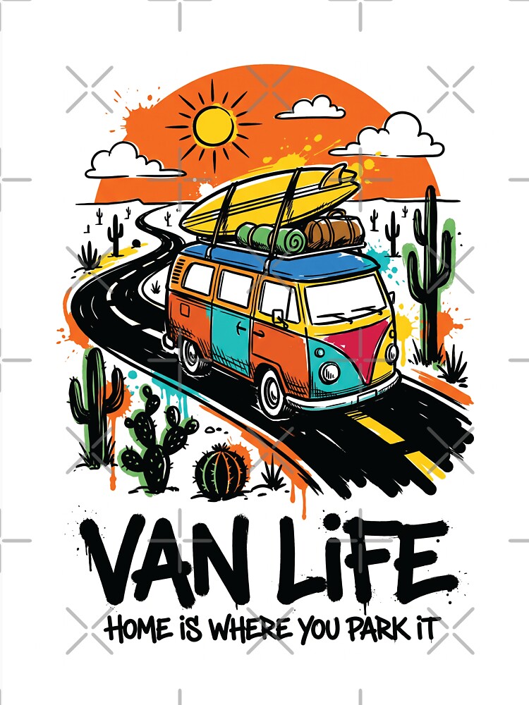 Van Life Desert Road Trip Adventure Art by Merch by Das Design Studio