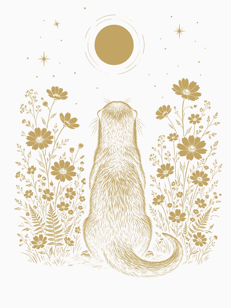 Otter Moon Night Flower Minimalist Boho Lover by DoodleTortle