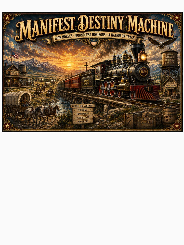 Manifest Destiny Machine – Vintage American Steam Railroad Poster by ASABCreative