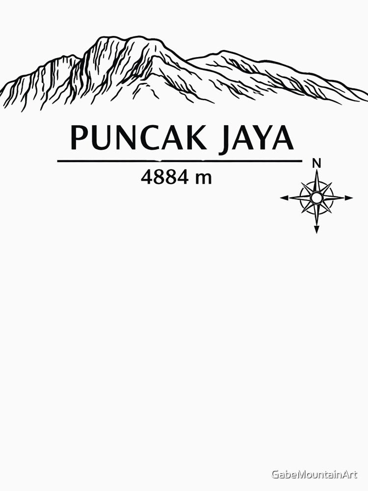 Seven Summits Oceania  Puncak Jaya 4884 m Minimalist Line Art Design by Gabe1983