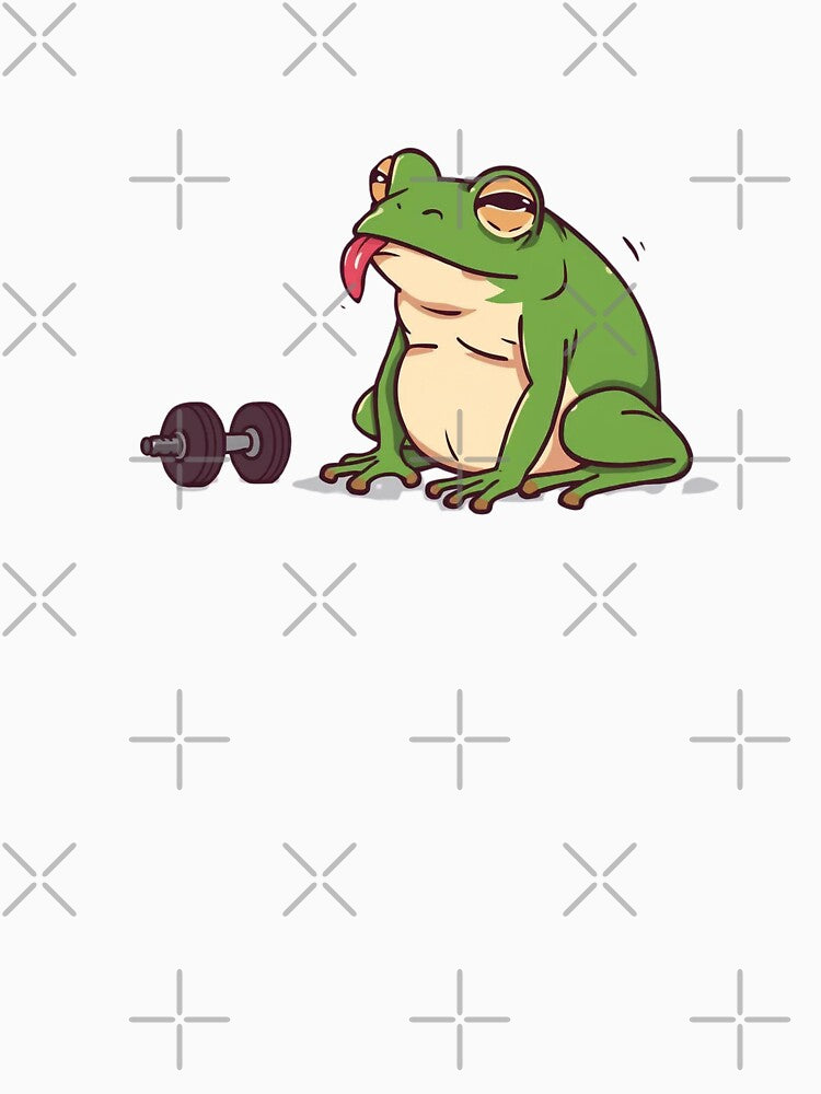 Tired Frog Gym Workout Funny Cartoon by Katzpy