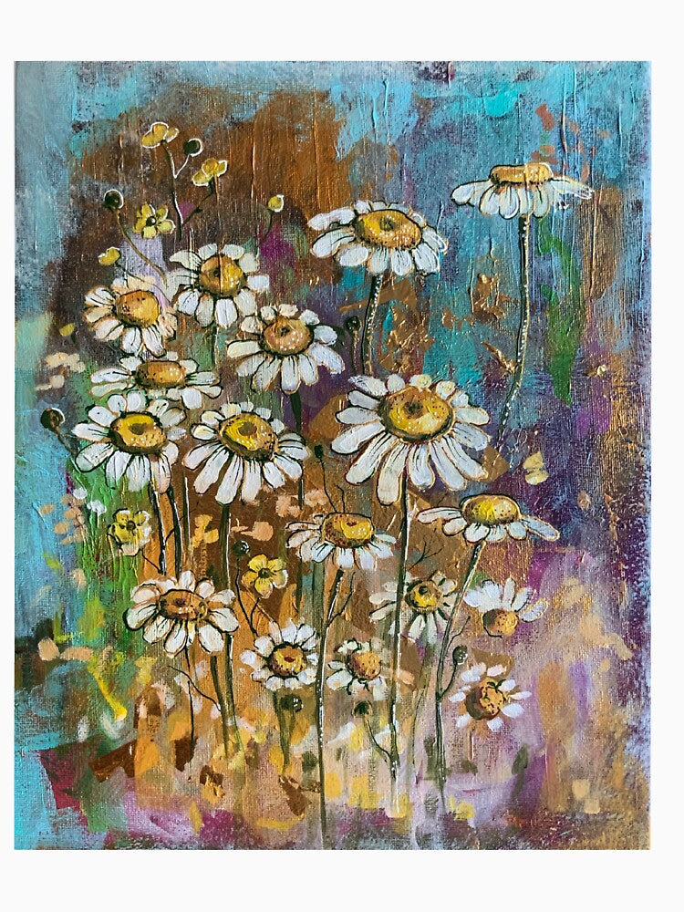 chamomile, wildflowers, herbs, hand-painted picture on canvas by Hennagirl