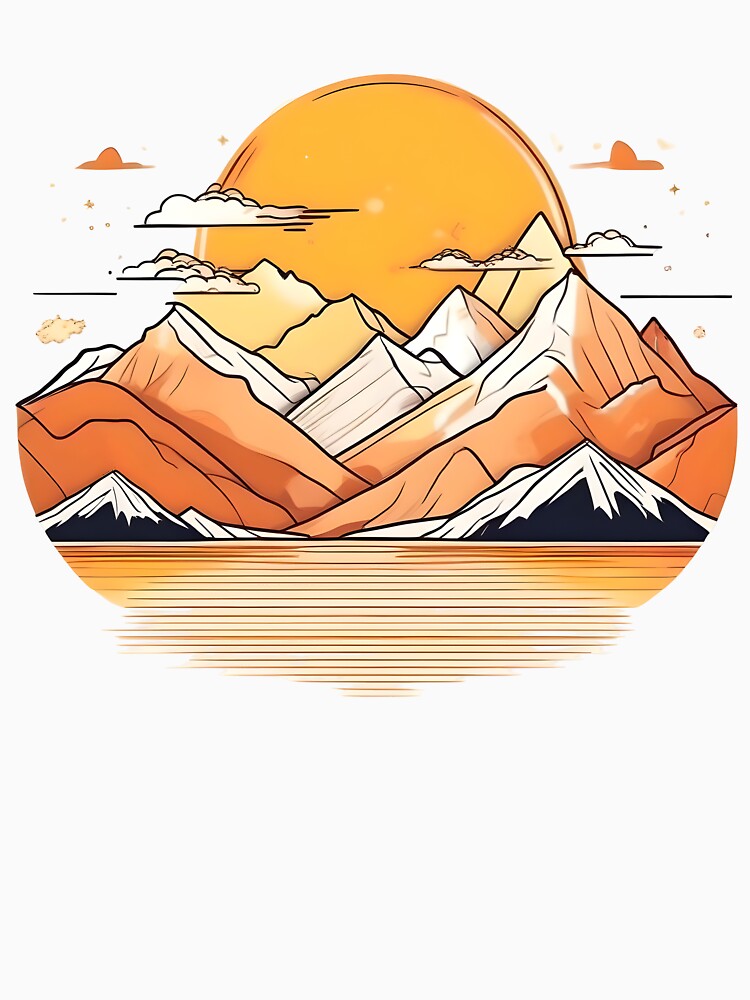 “Minimal Sunset – Aesthetic Mountain Lines” by Cullinan Art